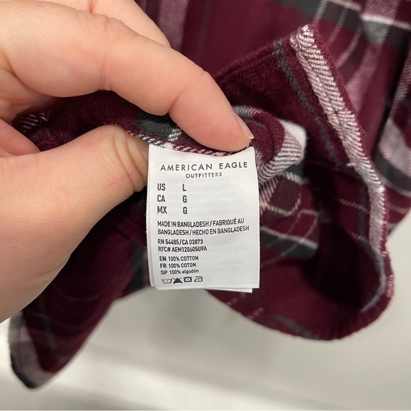 American Eagle Super Soft Long Sleeve Plaid Shirt Red - Picture 7 of 8
